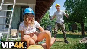 Hot blonde cheats on her BF with a lucky hunter