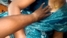 The wife comfortably sucked her husband&#039;s penis through her saree.