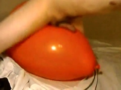 Big inflatable orange balloon humping cum