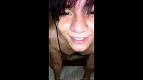 ts angelique - my special strip and cum show in my kitchen