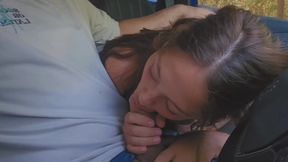 Cute GF gives a hot and juicy blowjob in the car