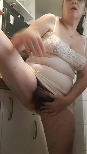 Sexy Mommy in Transparency in the Kitchen