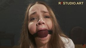 Arina - School Uniform Bondage Part 2 - Chair Tied with a Huge BallGag (FULL HD MP4)