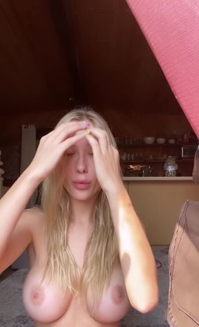 Big-titted teen shows off her tits
