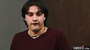 Stepson spies on blindfolded OLDER WOMAN in the office