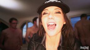 Nerdy Girl Caught Secretly in a Gangbang in the Toilet in Amsterdam