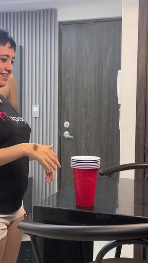 I See That My Sexy Redhead Step Sister Is Bored at Home, so I Propose a Set of Cups with a Dirty Condition.