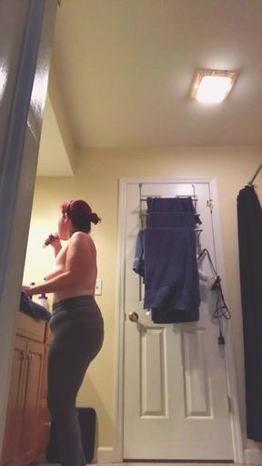 Watching Mommy get ready in the morning