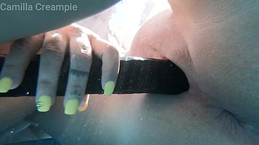 Camilla Cheyenne and Katt have a Double Dildo in the Pool