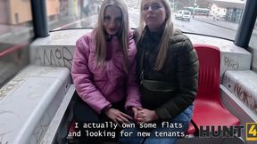 Curvy Busty Blonde PAWG Fucks With a Stranger In Front Of Her Lesbian GF To Get a Flat For Rent
