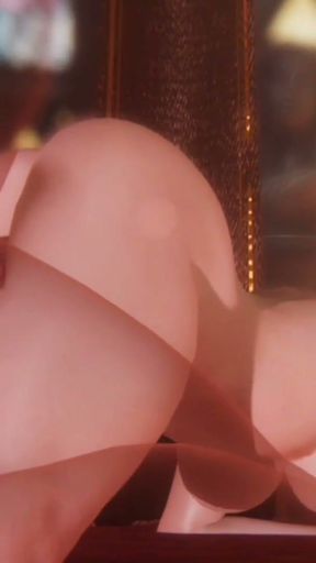 3D - Beautifull girl with bigtits,  ghost get doggy from behind her.   Clip 2