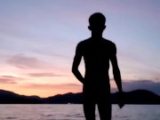 Sunset Fun in Public Beach