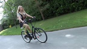 stacked blonde girl picks up dudes while riding her bike