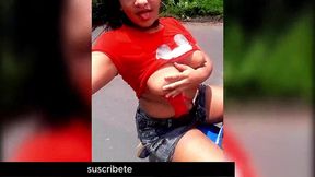 exhibitionism on a motorcycle showing my tits and masturbating outdoors on the road. i feel very bitchy showing myself to strangers while traveling with my step brother. i want voyeurs to cum for me
