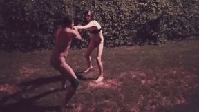 Streetfighter Jane strips and searches male, then fights him