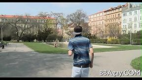 Sexy hunks having wild outdoor sex