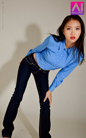 Slowly undressing, teasing striptease, removing clothes seductively, she unbutto