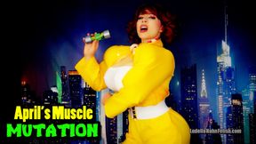 April’s Muscle Mutation - Mutagen Leak Causes MEGA Muscle Goddess Growth in this TMNT Cosplay Parody