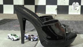 Tin Cars under high heel Mules floor view