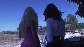 On the construction site there is the crass fuck with the cross dressings