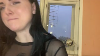 Smoking hot brunette bunny gives a smoky blowjob