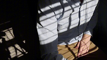 Office worker can't wait to fuck his pocket pussy