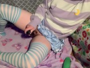 Fem Trans Boy gets DPd by two Bad Dragon Dildos with Creampie