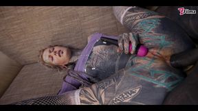 tattoo girl get ass fucked with machine - dp, gape, anal, prolapse, real orgasm - goth, punk, alt porn - zf010