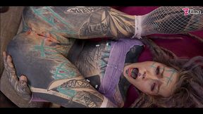 tattoo girl get ass fucked with machine - dp, gape, anal, prolapse, real orgasm - goth, punk, alt porn - zf010