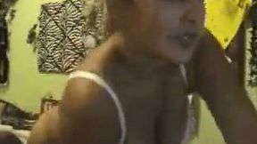 Fluffy brunette Latina teen shows me her big natural tits on webcam