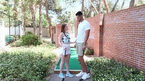 Cunnilingus and Blowjob with a petite pale redhead in the gym