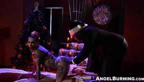 Rough Christmas fucking with horny busty babe Joanna Angel