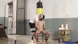 Sub Danny Bianchi gets his huge white cock ravaged until cumshot