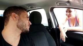 picking up the redhead on the street and fucking her ass - blowjob on the street