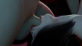 Cyberpunk babe gives deepthroat and rides hard in neon dream