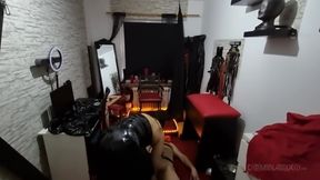 Dominant Brunette MILF Stretches Submissive Ass Wide with Toys