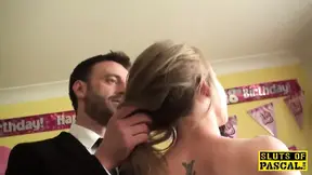 British teen gobbles on birthday cumshots
