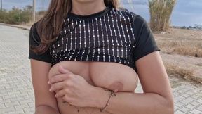 Flashing my boobs in the Caribbean.