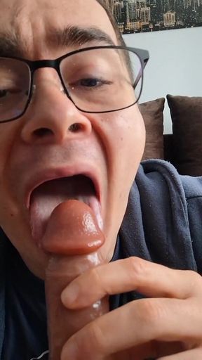 Sucking Your Cock Until You Cum in My Mouth Dildo
