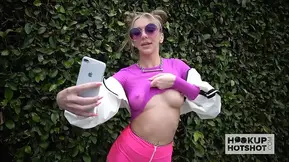 Pigtailed blondie with natural boobs gets destroyed completely