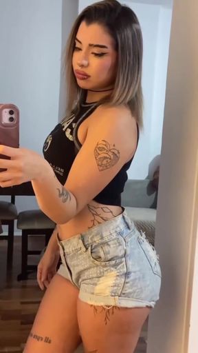 Amateur teen with big tits shows off her tight ass and pussy