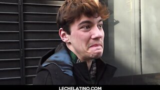 Wild latino teen screams with pleasure as his hairy ass gets pounded on the street for cash - lechelatino.com