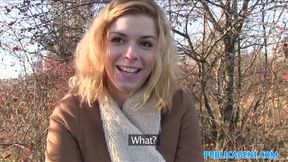 Hot Lost blonde sucks stranger’s cock for cash