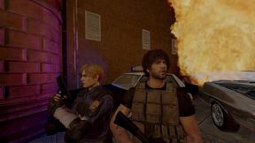 Leon and Carlos take down Tyrants swallowed whole by their monstrous cocks