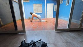 k_s kalinda kicks her slave's balls with her hunter boots