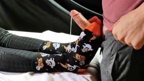 Perfect Feet With Sexy Socks Giving Footjobs