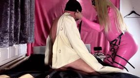 PINK DOMINATION DEEPTHROAT WITH SUB SLAVE IN STRAIT JACKET P2