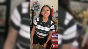 Teen latina salesgirl got a cum-covered cock in her pussy after fucking