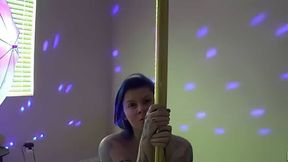Tattooed Chubby Cutie Teases on the Strip Pole