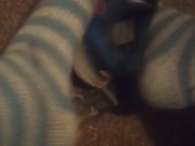 Blue Nike Shoes & Cute Striped Fuzzy Dirty Socks (No Audio)